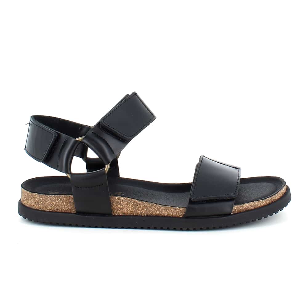 Udfør kaos meddelelse Nature sandal med velcroremme i sort læder - 37 - Sandaler Med Hæl